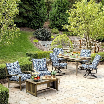 Arden 4-Pack Outdoor Patio Dining Chair Cushion, 20x44, Rain-Proof Seat Pad, Fade-Resistant Outdoor Cushion Blue Garden Floral