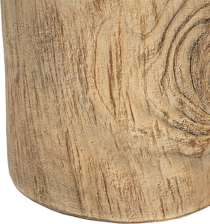 Christopher Knight Home Pawn 17" H MGO Outdoor Side Table with Tree-Stump Design, Patio Decorative Wood-Like Texture End Table, Round Top Lightweight Concrete Garden Stool, No Assembly, Natural