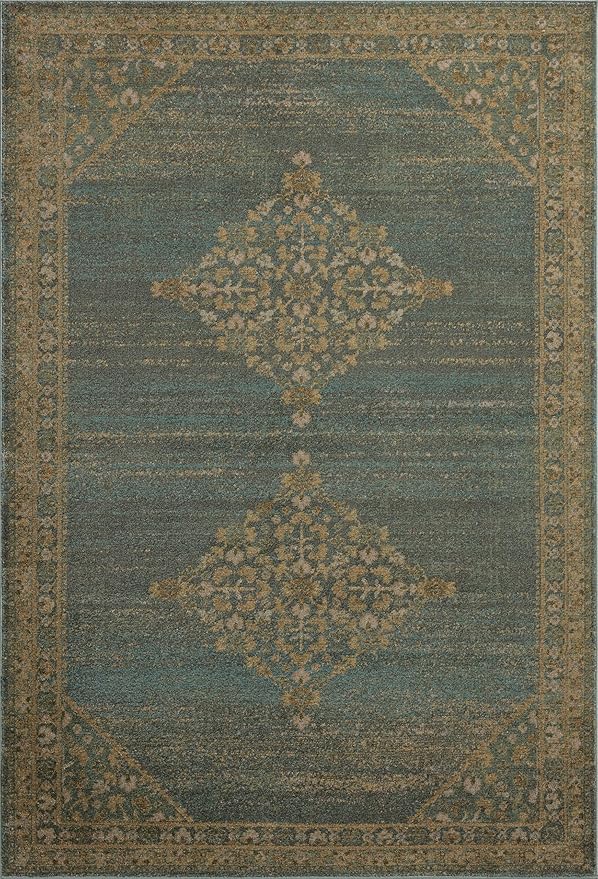 Loloi Magnolia Home by Joanna Gaines Mona Collection MOA-04 Aqua/Wheat 2'-6" x 10'-0" Runner Rug