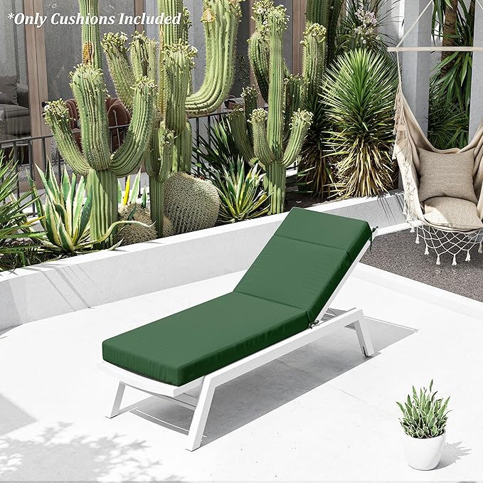 Chaise Lounge Cushion for Outdoor Furniture, Waterproof Fade and Tear Resistant Lounge Deck Chair Cushions for Patio Lawn Pool Resort Hotel