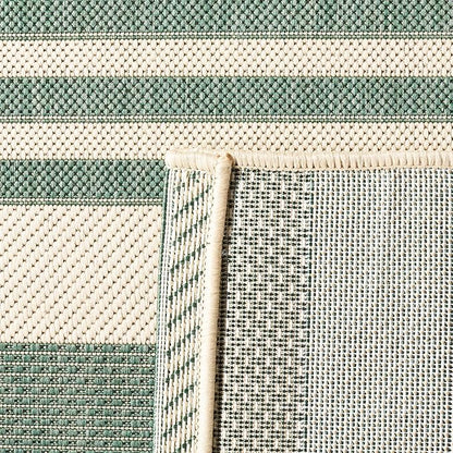 SAFAVIEH Washable Rug Outdoor Courtyard Collection - 2'3" x 6'7" Runner, Beige & Dark Green, Non-Shedding & Easy Cleaning, Ideal for Patio, Entryway, Mudroom, Hallway, Kitchen (CY6062-322)