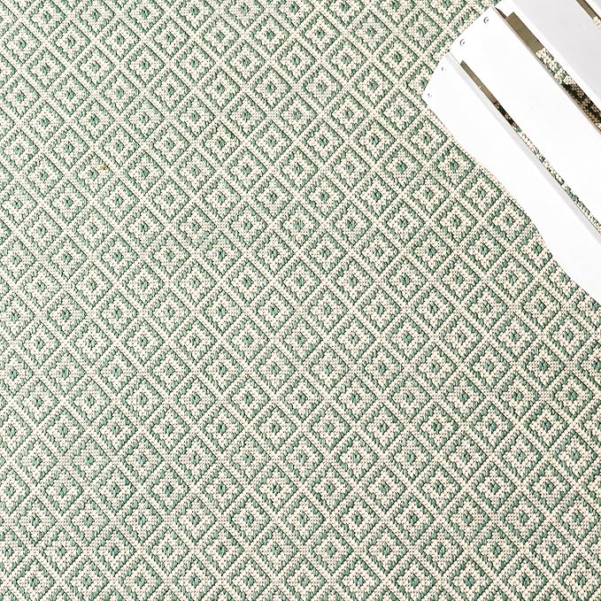 SAFAVIEH Washable Rug Outdoor Courtyard Collection - 6'7" x 9'6", Dark Green & Beige, Non-Shedding & Easy Cleaning, Ideal for Patio, Backyard, Mudroom (CY6235-32212)