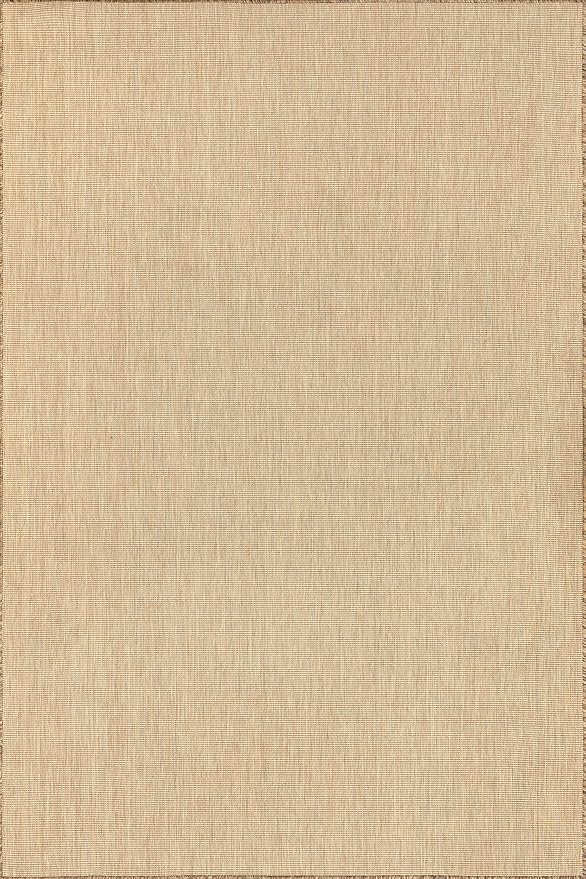 Nuloom Outdoor Performance Collection Nakia Brown/Ivory, 6' 7" x 9', Soft and Cozy, High Traffic, Stain Resistant, Easy Clean, Durable Area Rug for Indoor/Outdoor Patio, Deck, Porch, Garden, Courtyard