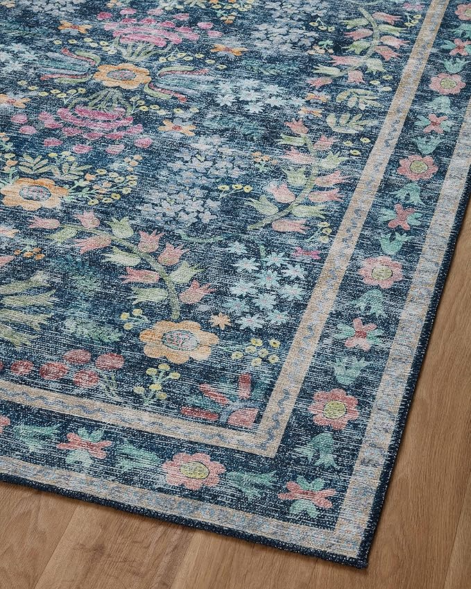 Loloi Rifle Paper Co. Maison Collection MAO-06 Blue/Multi 2'-6" x 9'-6", .19" Pile Height, Runner Rug