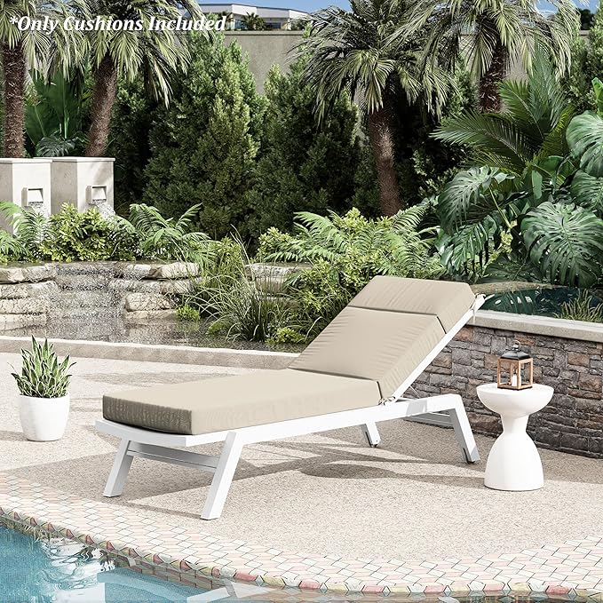 Chaise Lounge Cushion for Outdoor Furniture, Waterproof Fade and Tear Resistant Lounge Deck Chair Cushions for Patio Lawn Pool Resort Hotel