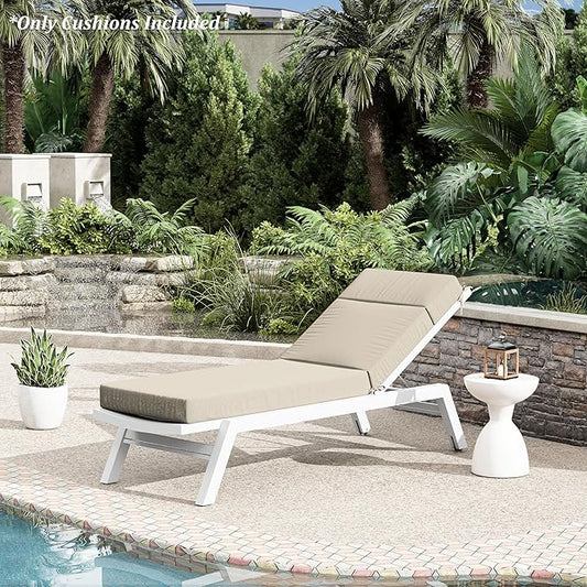 Chaise Lounge Cushion for Outdoor Furniture, Waterproof Fade and Tear Resistant Lounge Deck Chair Cushions for Patio Lawn Pool Resort Hotel