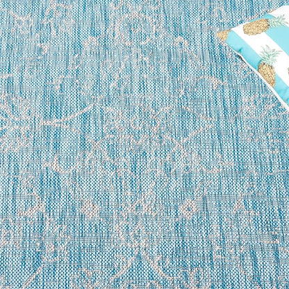 SAFAVIEH Courtyard Collection 2'3" x 18' Aqua/Grey CY8680 Indoor/ Outside Waterproof Easy cleansingPatio Backyard Mudroom Runner Mat
