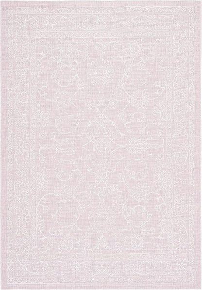 SAFAVIEH Courtyard Collection 4' x 5'7" Soft Pink/Ivory CY8680 Indoor/ Outside Waterproof Easy cleansingPatio Backyard Mudroom Area Mat