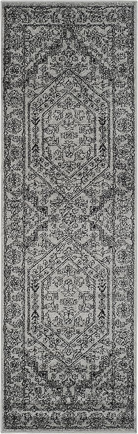 SAFAVIEH Adirondack Collection Runner Rug - 2'6" x 14', Silver & Black, Oriental Medallion Design, Non-Shedding & Easy Care, Ideal for High Traffic Areas in Living Room, Bedroom (ADR108A)