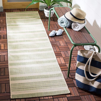 SAFAVIEH Washable Rug Outdoor Courtyard Collection - 2'3" x 22' Runner, Beige & Sweet Pea, Non-Shedding & Easy Cleaning, Ideal for Patio, Entryway, Mudroom, Hallway, Kitchen (CY6062-218)