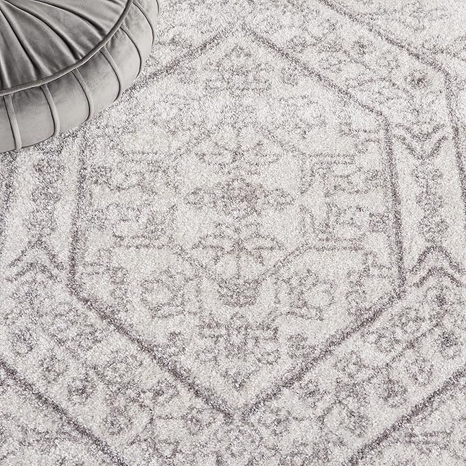 SAFAVIEH Adirondack Collection Runner Rug - 2'6" x 18', Ivory & Silver, Oriental Medallion Design, Non-Shedding & Easy Care, Ideal for High Traffic Areas in Living Room, Bedroom (ADR108B)