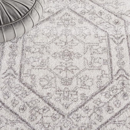 SAFAVIEH Adirondack Collection Runner Rug - 2'6" x 18', Ivory & Silver, Oriental Medallion Design, Non-Shedding & Easy Care, Ideal for High Traffic Areas in Living Room, Bedroom (ADR108B)