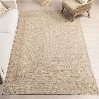 nuLOOM 2' x 16' Solid Hand Braided Indoor/Outdoor Area Rug, Pet-Friendly, High Traffic, Weather Resistant, for Patio, Balcony, Bedroom, Living, Dining Room, Wynn Tan