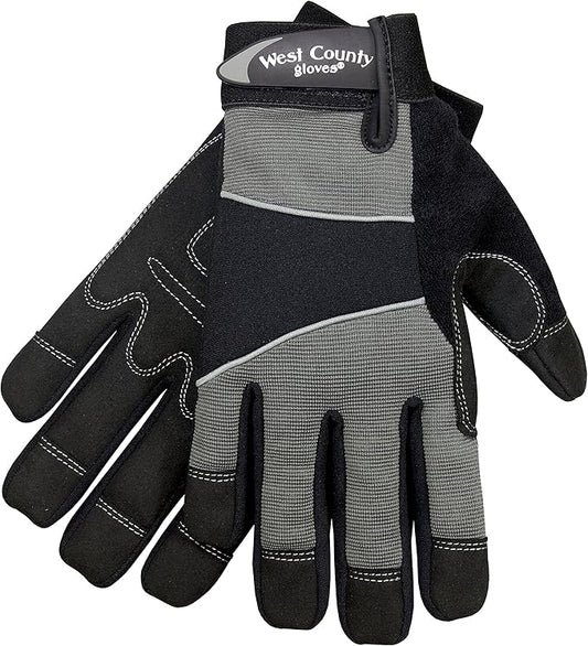 West Chester Protective Gear 013C/L Men's West County Gardener Gloves –Large, Charcoal, Work Gloves with Four-Way Spandex Backing, Adjustable Cuff,Large (Pack of 2)