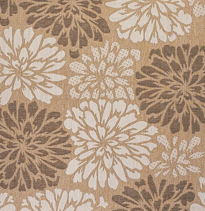 JONATHAN Y Floral Textured Weave Indoor Outdoor Square Area Rug 4X4 Brown/Cream, Zinnia Modern for Backyard, Patio, Porch, Easy-Cleaning, High Traffic, Pet-Friendly, Non-Shedding (SMB110I-4SQ)