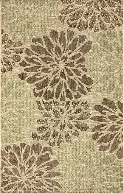 JONATHAN Y Floral Textured Weave Indoor Outdoor Area Rug 10X14 Sage/Brown, Zinnia Modern for Backyard, Patio, Porch, Easy-Cleaning, High Traffic, Pet-Friendly, Non-Shedding (SMB110A-14)