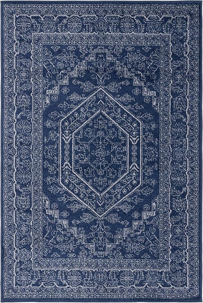 SAFAVIEH Adirondack Collection Area Rug - 5'1" x 7'6", Navy & Ivory, Oriental Medallion Design, Non-Shedding & Easy Care, Ideal for High Traffic Areas in Living Room, Bedroom (ADR108N)