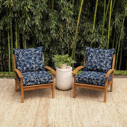 Arden earthFIBER Outdoor Deep Seat Cushion Set, 24 x 24, Rain-Proof, Fade Resistant, Deep Seat Bottom and Back Cushion for Chair, Sofa Navy Blue King Palm