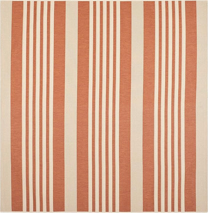 SAFAVIEH Washable Rug Outdoor Courtyard Collection - 7'10" Square, Terracotta & Beige, Non-Shedding & Easy Cleaning, Ideal for Patio, Backyard, Mudroom (CY6062-241)