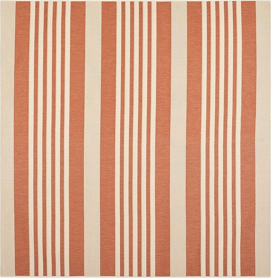 SAFAVIEH Washable Rug Outdoor Courtyard Collection - 7'10" Square, Terracotta & Beige, Non-Shedding & Easy Cleaning, Ideal for Patio, Backyard, Mudroom (CY6062-241)
