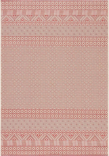 SAFAVIEH Washable Rug Outdoor Courtyard Collection - 8' x 10', Beige & Red, Non-Shedding & Easy Cleaning, Ideal for Patio, Backyard, Mudroom, DIning Space (CY6235-23812)