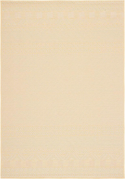 SAFAVIEH Washable Rug Outdoor Courtyard Collection - 6'7" x 9'6", Gold & Beige, Non-Shedding & Easy Cleaning, Ideal for Patio, Backyard, Mudroom (CY6235-30612)