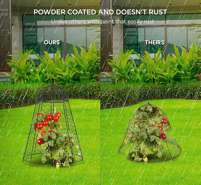 boldworks Garden Cloches for Plants Chicken Wire Cages to Protect from Animals Outdoor Extra Large Rustproof Thicker and Finer Mesh 12" x 20" Pack of 6