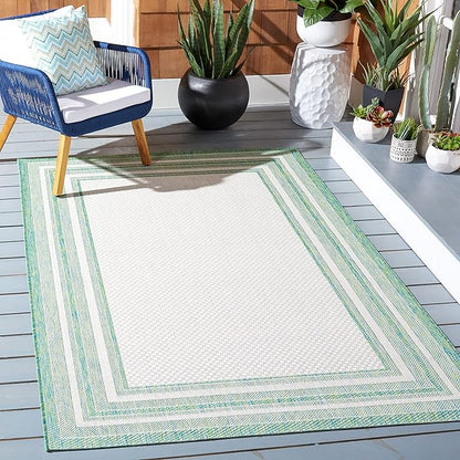 SAFAVIEH Courtyard Collection 6'7" x 9'6" Ivory/Green CY8475 Indoor/ Outside Waterproof Easy cleansingPatio Backyard Mudroom Area Mat