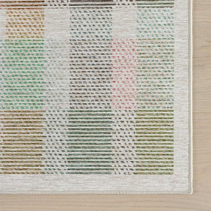 Dash & Albert Chanan Plaid Multi Machine Washable Rug, 8.5 X 11.5 Feet, Multicolored/Ivory Plaid Pattern