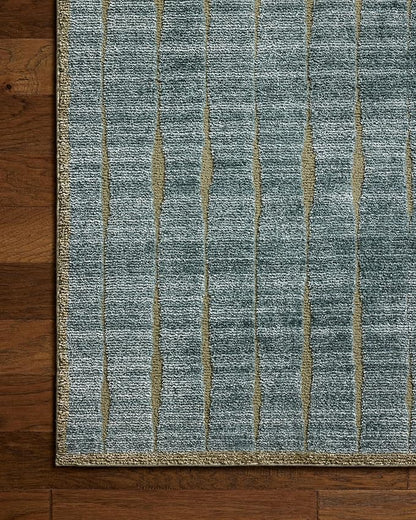 Loloi Chris Loves Julia Calvin Collection CLV-02 Ocean/Olive 2'-7" x 7'-6" Runner Rug Checkered Neutral Soft Living Room Bedroom Carpet