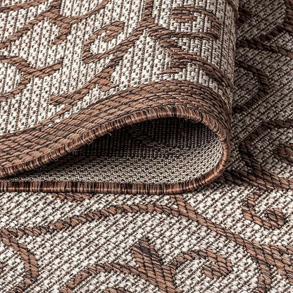 JONATHAN Y Vintage Filigree Indoor Outdoor Runner Rug 2X10 Taupe/Espresso, Madrid Textured Weave for Backyard, Patio, Porch, Easy-Cleaning, High Traffic, Pet-Friendly, Non-Shedding (SMB107C-210)