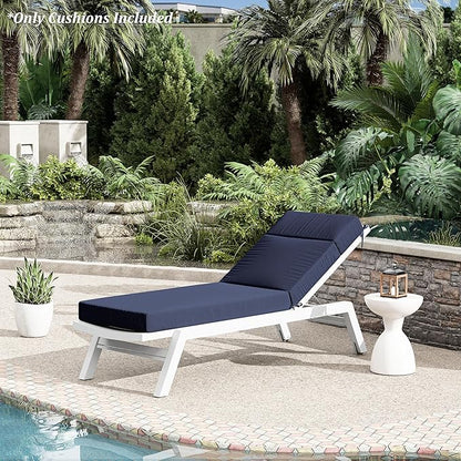 Chaise Lounge Cushion for Outdoor Furniture, Waterproof Fade and Tear Resistant Lounge Deck Chair Cushions for Patio Lawn Pool Resort Hotel