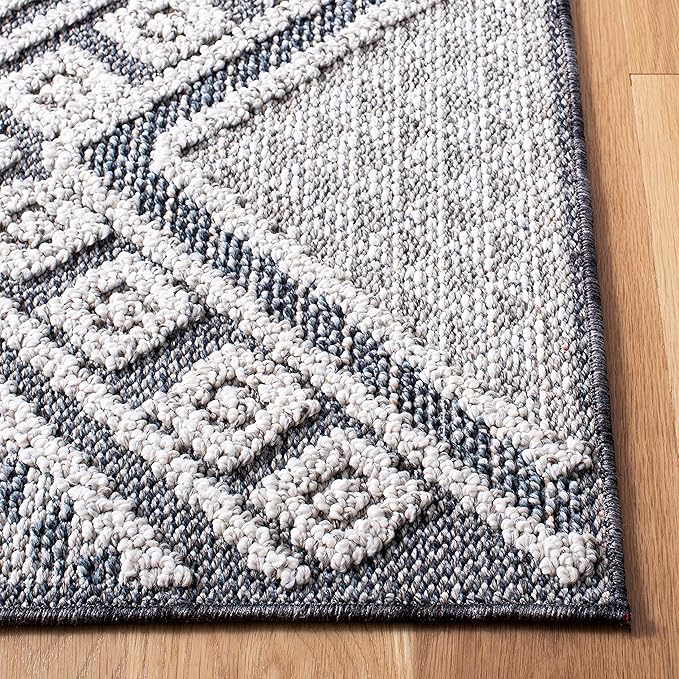 SAFAVIEH Courtyard Collection 2'3' x 20' Grey/Bone CY6062 Stripe Indoor/ Outdoor Patio Backyard Mudroom Runner Rug