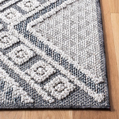 SAFAVIEH Courtyard Collection 2'3' x 20' Grey/Bone CY6062 Stripe Indoor/ Outdoor Patio Backyard Mudroom Runner Rug