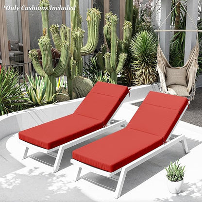 Chaise Lounge Cushion for Outdoor Furniture, Waterproof Fade and Tear Resistant Lounge Deck Chair Cushions for Patio Lawn Pool Resort Hotel