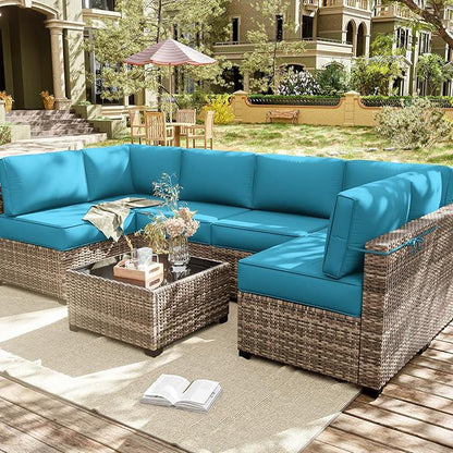 14 Pcs Outdoor Cushion Slipcovers Patio Cushion Covers Replacement Waterproof with Zipper for Outdoor Furniture, Patio Sofa Couch 3 Sizes, Covers Only