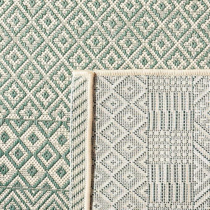 SAFAVIEH Washable Rug Outdoor Courtyard Collection - 6'7" x 9'6", Dark Green & Beige, Non-Shedding & Easy Cleaning, Ideal for Patio, Backyard, Mudroom (CY6235-32212)
