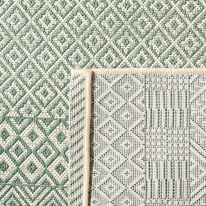 SAFAVIEH Washable Rug Outdoor Courtyard Collection - 6'7" x 9'6", Dark Green & Beige, Non-Shedding & Easy Cleaning, Ideal for Patio, Backyard, Mudroom (CY6235-32212)