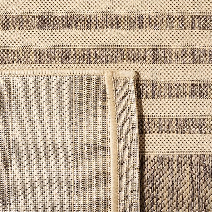 SAFAVIEH Washable Rug Outdoor Courtyard Collection - 2'3" x 22' Runner, Brown & Bone, Non-Shedding & Easy Cleaning, Ideal for Patio, Entryway, Mudroom, Hallway, Kitchen (CY6062-242)