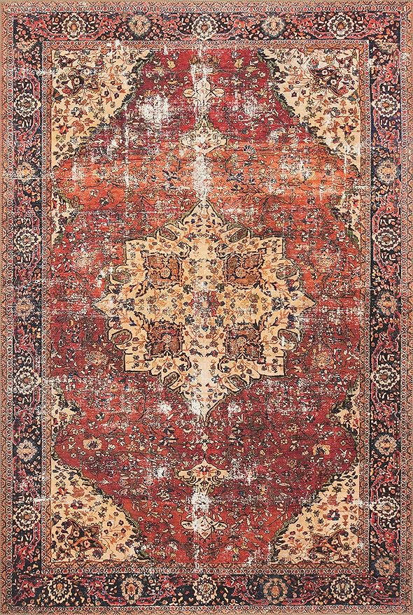 Loloi Loren Collection LQ-07 Red/Navy 5'-0" x 7'-6" Area Rug