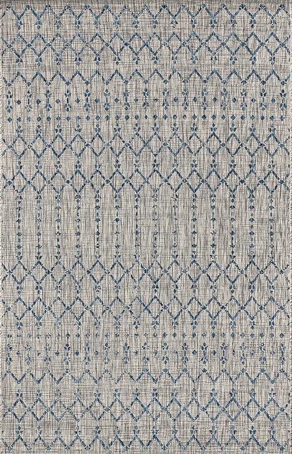 JONATHAN Y Moroccan Geometric Indoor Outdoor Area Rug 5X8 Light Gray/Navy, Ourika Textured Weave for Backyard, Patio, Porch, Easy-Cleaning, High Traffic, Pet-Friendly, Non-Shedding (SMB108A-5)
