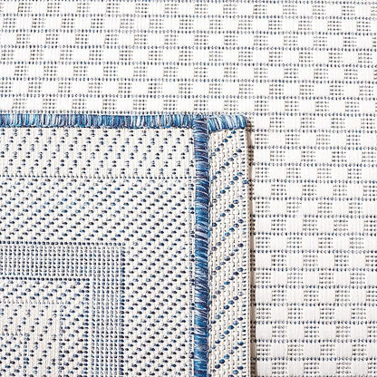 SAFAVIEH Washable Rug Outdoor Courtyard Collection - 2'3" x 12' Runner, Ivory & Navy, Non-Shedding & Easy Cleaning, Ideal for Patio, Entryway, Mudroom, Hallway, Kitchen (CY8475-53412)