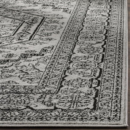 SAFAVIEH Adirondack Collection Runner Rug - 2'6" x 14', Silver & Black, Oriental Medallion Design, Non-Shedding & Easy Care, Ideal for High Traffic Areas in Living Room, Bedroom (ADR108A)