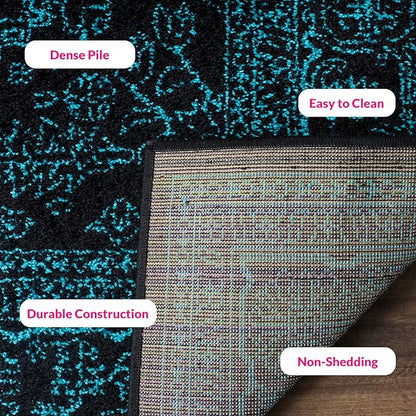Safavieh Adirondack Collection Runner Rug - 2'6" x 6', Black & Teal, Oriental Medallion Design, Non-Shedding & Easy Care, Ideal for High Traffic Areas in Living Room, Bedroom (ADR108K)