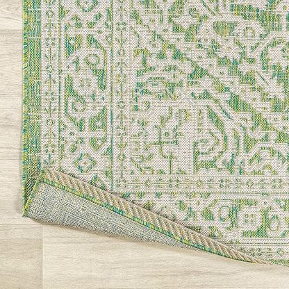 JONATHAN Y Medallion Weave Indoor Outdoor Area Rug 8X10 Cream/Green, Sinjuri Textured for Backyard, Patio, Porch, Easy-Cleaning, High Traffic, Pet-Friendly, Non-Shedding (SMB101H-8)