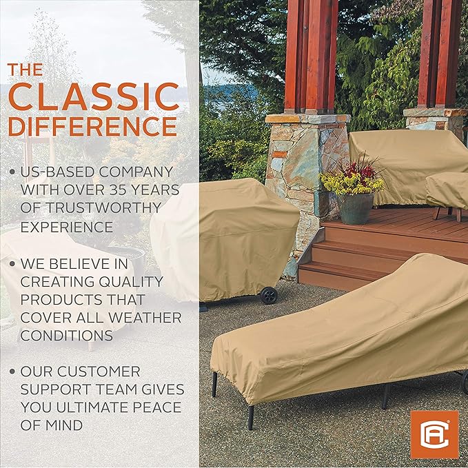 Classic Accessories Terrazzo Rectangular/Oval Patio Table & Chair Set Cover, Large
