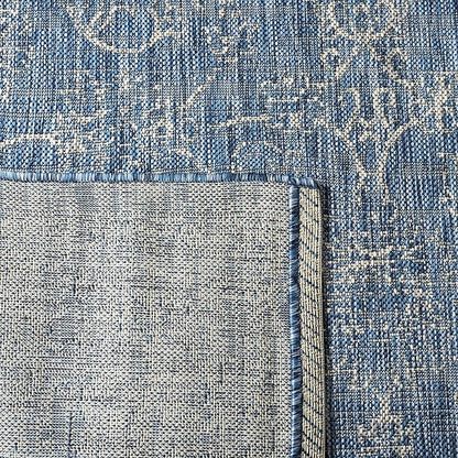 SAFAVIEH Washable Rug Outdoor Courtyard Collection - 2' x 3'7", Navy & Ivory, Non-Shedding & Easy Cleaning, Ideal for Patio, Front Door, Entryway, Doormat (CY8680-36821)