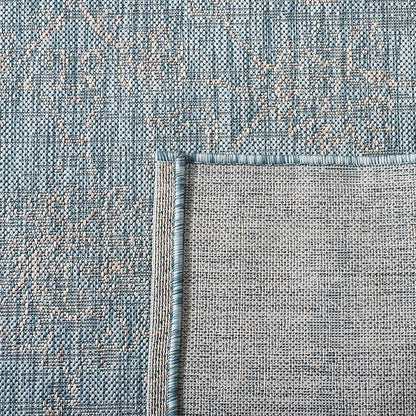 SAFAVIEH Washable Rug Outdoor Courtyard Collection - 9' x 12', Aqua Blue & Grey, Non-Shedding & Easy Cleaning, Ideal for Patio, Backyard, Mudroom (CY8680-37121)