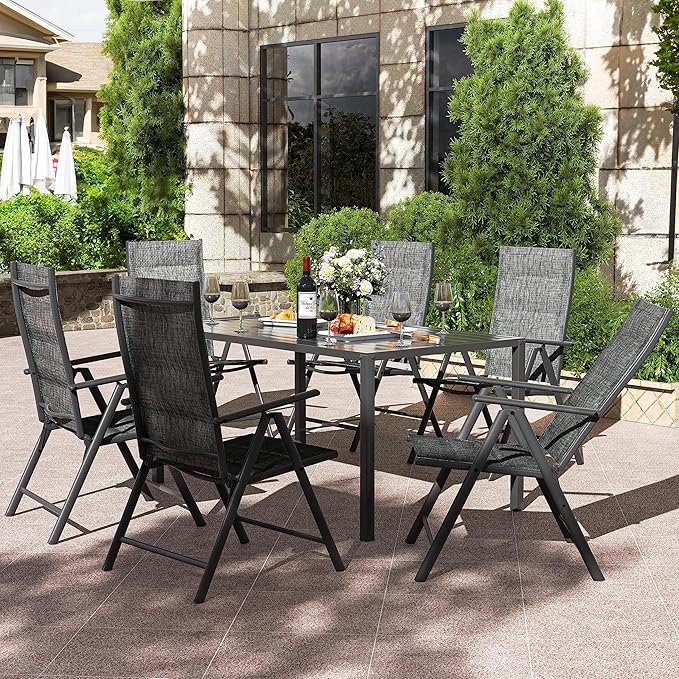 UDPATIO Patio Folding Dining Chairs Set of 2, Folding Lawn Chairs for Adults with Padded All Weather Breathable Textilene, Dark Gray