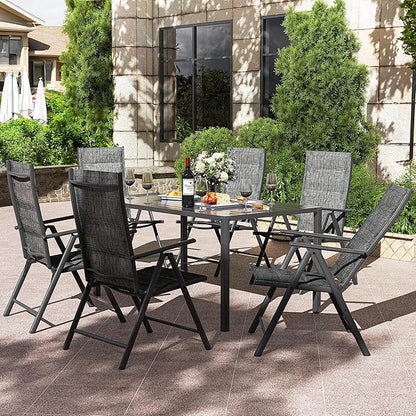 UDPATIO Patio Folding Dining Chairs Set of 2, Folding Lawn Chairs for Adults with Padded All Weather Breathable Textilene, Dark Gray
